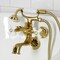 Kingston Brass Tub Wall Mount Clawfoot Tub Faucet with Hand Shower, Brushed Brass KS225PXSB - alternate 3
